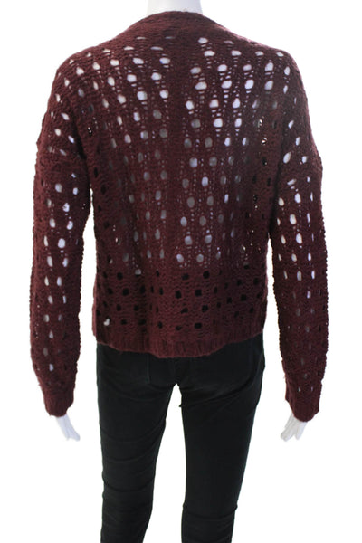RD Womens Pullover Sweater Brown Round Neck Long Sleeve Bohemian Size M