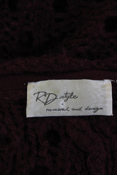 RD Womens Pullover Sweater Brown Round Neck Long Sleeve Bohemian Size M