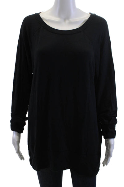 Athleta Womens Pullover Sweatshirt Black Long Sleeve Round Neck Size L