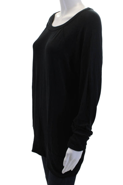 Athleta Womens Pullover Sweatshirt Black Long Sleeve Round Neck Size L