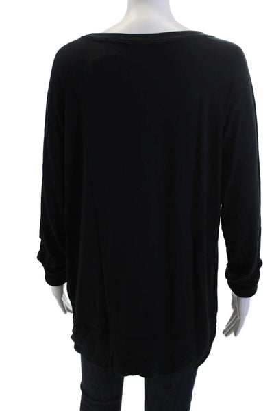 Athleta Womens Pullover Sweatshirt Black Long Sleeve Round Neck Size L