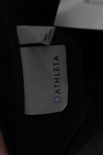 Athleta Womens Pullover Sweatshirt Black Long Sleeve Round Neck Size L