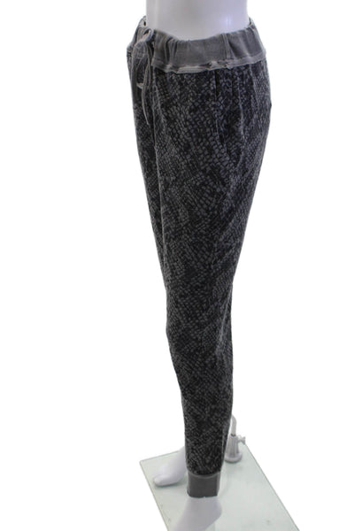 Splendid Women Jogger Sweatpants Black Snake Print Drawstring Size L