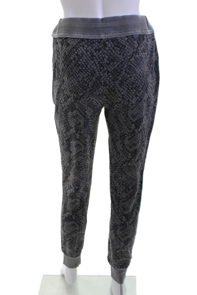 Splendid Women Jogger Sweatpants Black Snake Print Drawstring Size L