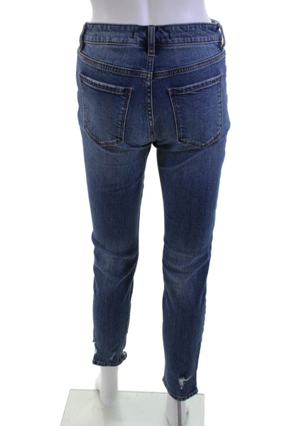 Eunina Women Cropped Boyfriend Dark Blue Mid-Rise Jeans Size 26