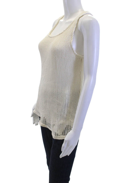 Monrow Women Basic Sleeveless Tank Beige Cotton Round Neck Beach Size XS