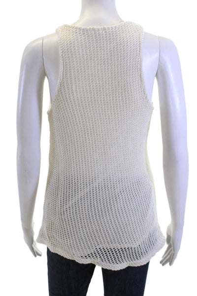 Monrow Women Basic Sleeveless Tank Beige Cotton Round Neck Beach Size XS