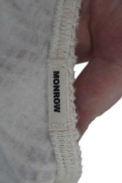 Monrow Women Basic Sleeveless Tank Beige Cotton Round Neck Beach Size XS