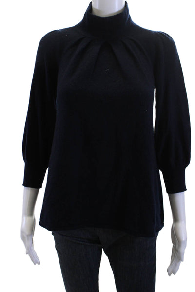 Jamison Womens Dark Blue Cashmere Mock Neck Pullover Sweater 3/4 Sleeve Size XS