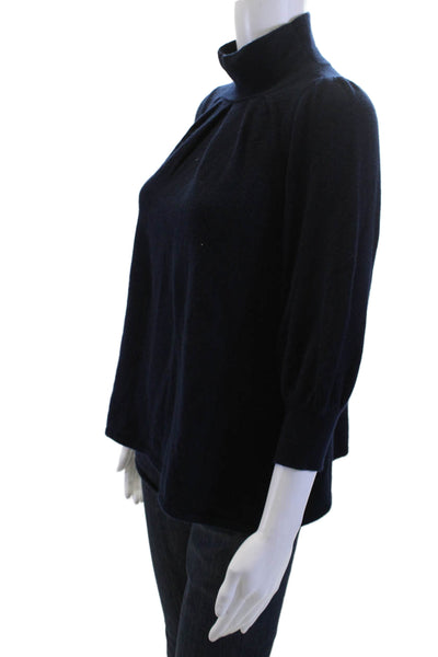 Jamison Womens Dark Blue Cashmere Mock Neck Pullover Sweater 3/4 Sleeve Size XS