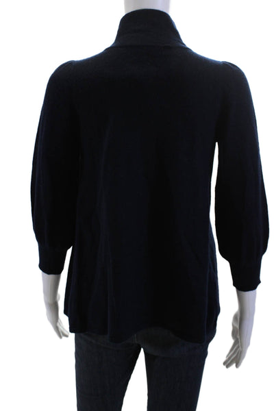 Jamison Womens Dark Blue Cashmere Mock Neck Pullover Sweater 3/4 Sleeve Size XS