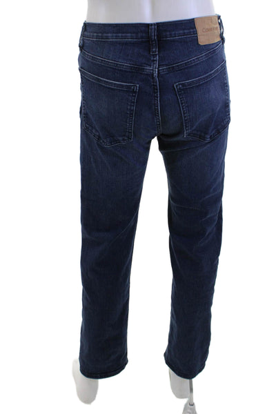 Calvin Klein Mens Dark Blue Straight Jeans Button Closure Size 32