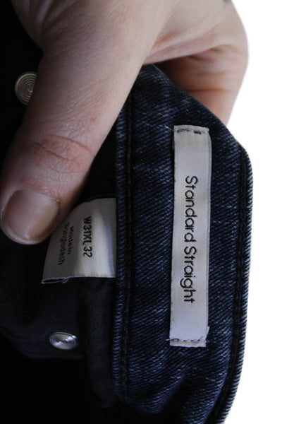 Calvin Klein Mens Dark Blue Straight Jeans Button Closure Size 32