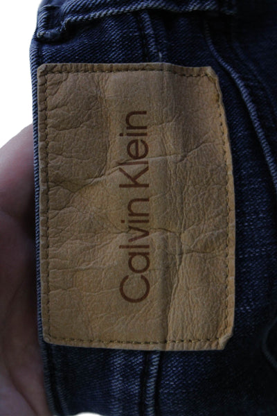 Calvin Klein Mens Dark Blue Straight Jeans Button Closure Size 32