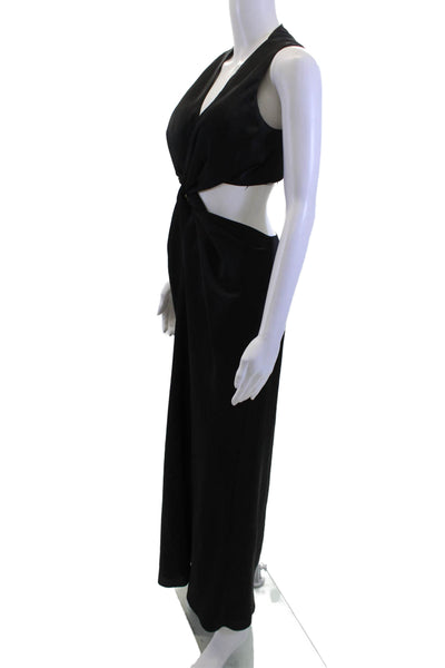 Auteur Womens Maxi Dress Black V-Neck Sleeveless Zip Long Size S
