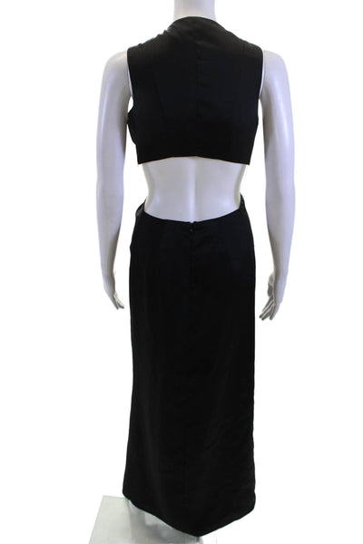 Auteur Womens Maxi Dress Black V-Neck Sleeveless Zip Long Size S
