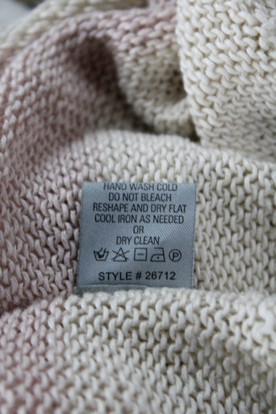 360 Sweater Unisex Beige Striped V-Neck Linen Pullover Size S