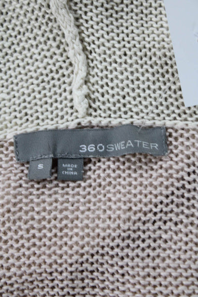 360 Sweater Unisex Beige Striped V-Neck Linen Pullover Size S