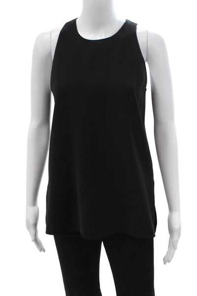 Vince Womens Basic Black Sleeveless Tank Zip Round Neck 100% Polyester Size XS