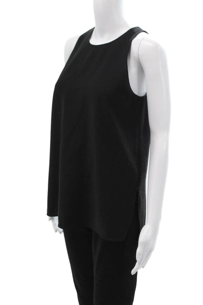 Vince Womens Basic Black Sleeveless Tank Zip Round Neck 100% Polyester Size XS