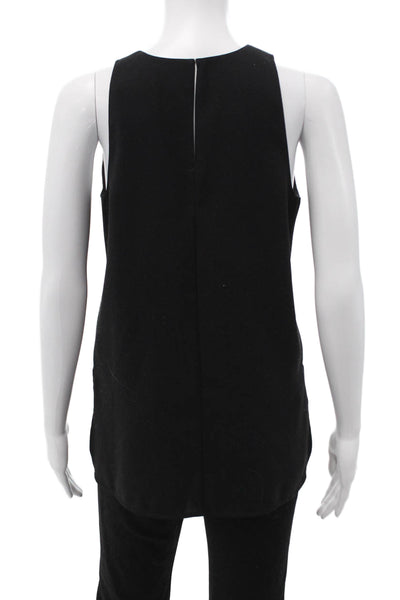 Vince Womens Basic Black Sleeveless Tank Zip Round Neck 100% Polyester Size XS