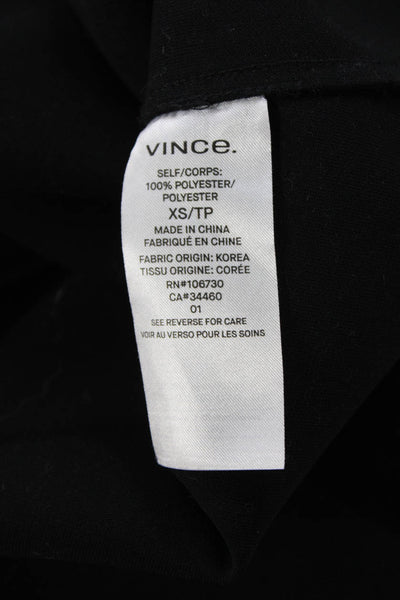 Vince Womens Basic Black Sleeveless Tank Zip Round Neck 100% Polyester Size XS