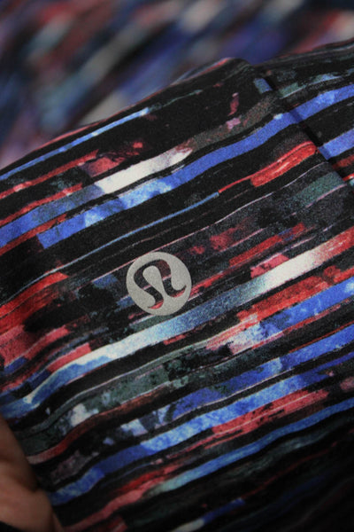 Lululemon Womens Ankle Leggings Black Nylon Striped Art Fall Size 6