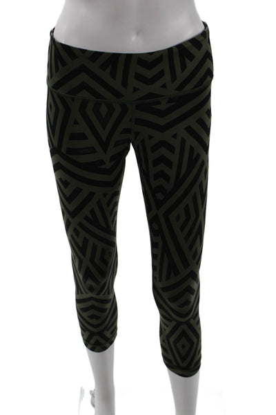 Lululemon Womens Black Aztec Geometric Nylon Cropped Capri Leggings Size 6