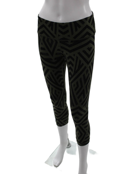 Lululemon Womens Black Aztec Geometric Nylon Cropped Capri Leggings Size 6