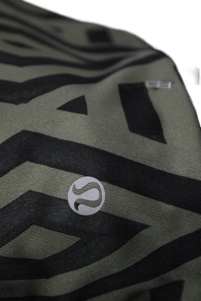 Lululemon Womens Black Aztec Geometric Nylon Cropped Capri Leggings Size 6