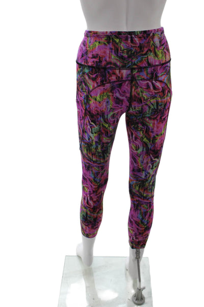 Lululemon Women Multicolor Cropped Ankle Leggings Nylon Graphic Print Size 4