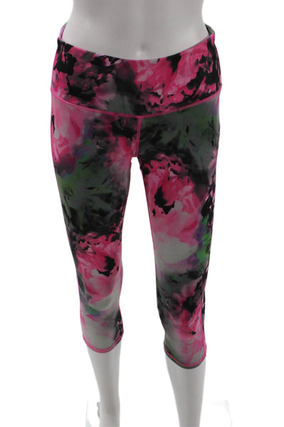 Athleta Women Capri Cropped Floral Black Leggings Size S
