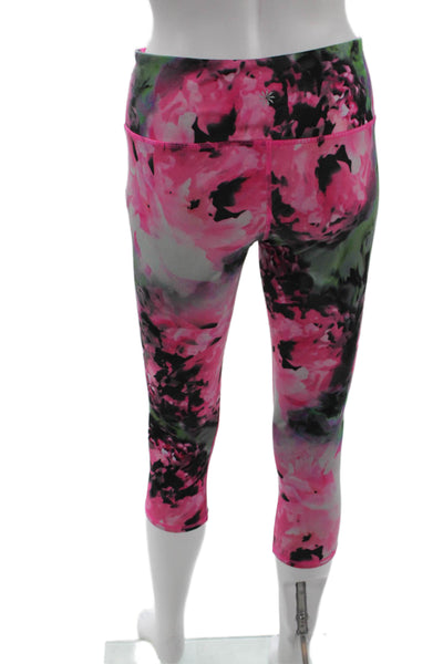 Athleta Women Capri Cropped Floral Black Leggings Size S