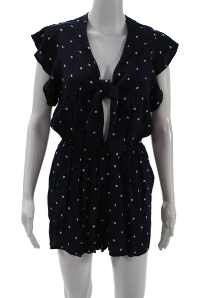 Rails Women Polka Dot V Neck Short Sleeve Romper Dark Blue Size XS