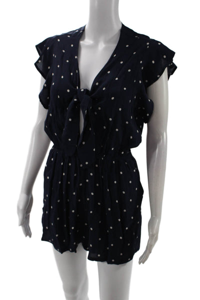 Rails Women Polka Dot V Neck Short Sleeve Romper Dark Blue Size XS