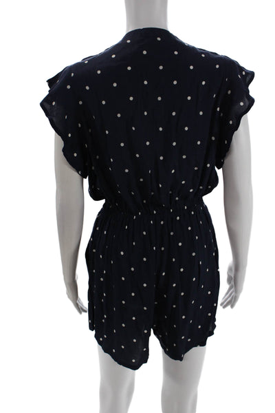 Rails Women Polka Dot V Neck Short Sleeve Romper Dark Blue Size XS