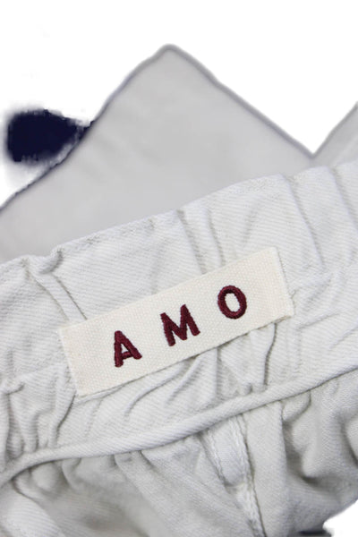Amo Womens Cropped Paperbag Pants Beige Drawstring Size 26