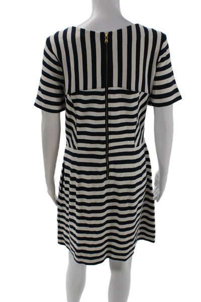 Marc By Marc Jacobs Women Dark Blue Shift Dress Short Sleeve Round Neck Size M
