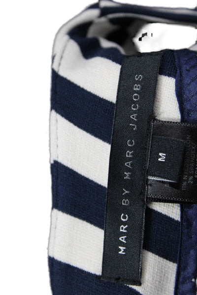 Marc By Marc Jacobs Women Dark Blue Shift Dress Short Sleeve Round Neck Size M
