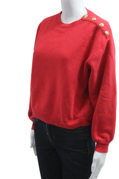 J Crew Womens Pullover Sweatshirt Red Crewneck Long Sleeve 90s Size 2XS