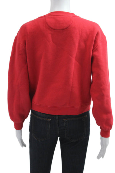 J Crew Womens Pullover Sweatshirt Red Crewneck Long Sleeve 90s Size 2XS