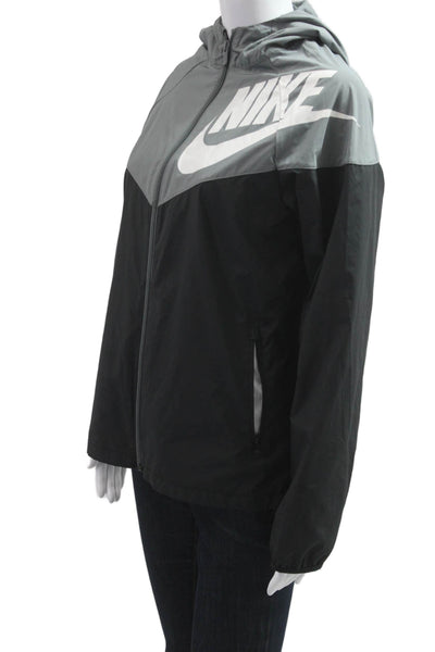 Nike Unisex Black Windbreaker Zip Long Sleeve Graphic Polyester Size XL