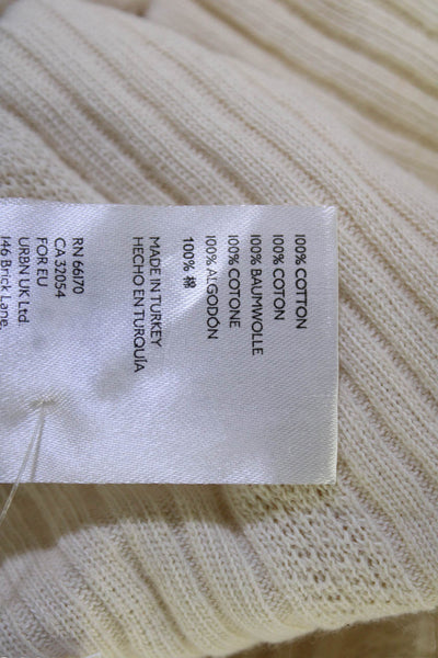 Anthropologie Women Basic Striped Cotton Sleeveless Tank Beige Size S