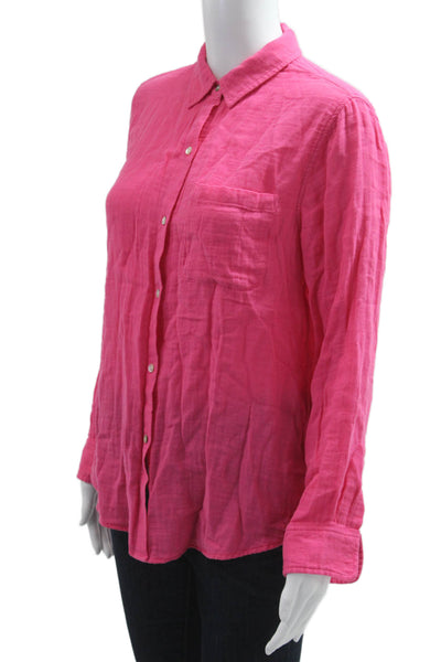 Rails Womens Basic Button-Up Collared Long Sleeve Pink Organic Cotton Size S