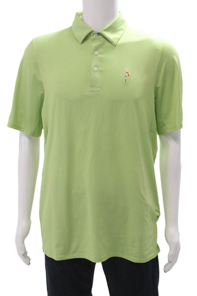 Kjus Mens Striped Short Sleeves Polo Shirt Green White Size Medium