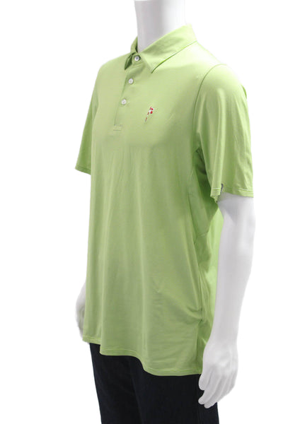 Kjus Mens Striped Short Sleeves Polo Shirt Green White Size Medium