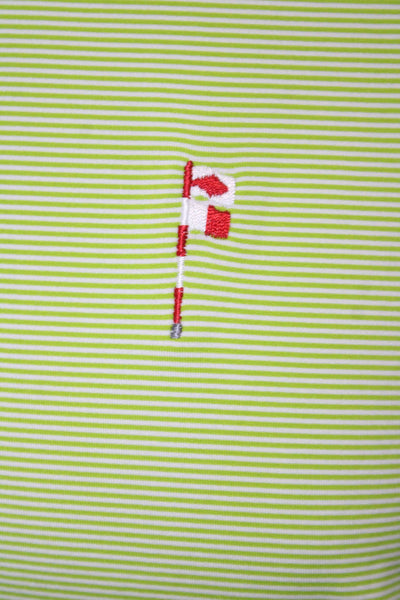 Kjus Mens Striped Short Sleeves Polo Shirt Green White Size Medium