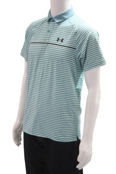 Under Armour Mens Striped Short Sleeves Rugby Shirt Blue Size Small