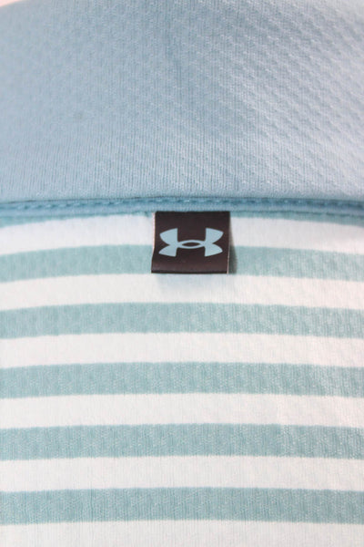 Under Armour Mens Striped Short Sleeves Rugby Shirt Blue Size Small