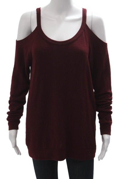 Chaser Women Pullover Sweater Red Long Sleeve Round Neck Bohemian Size M
